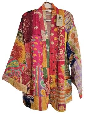 Sevya Handmade Patchwork Kantha Kimono Size Large NWT